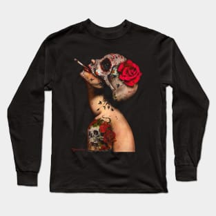 Sad girl with smoke Long Sleeve T-Shirt